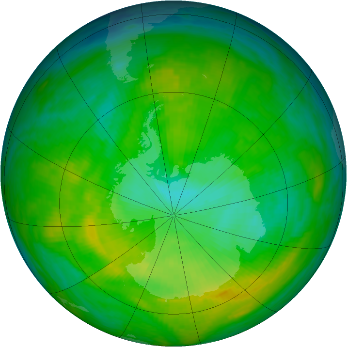 Antarctic ozone map for 06 December 1986